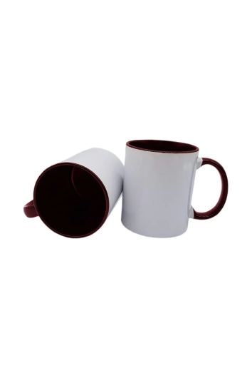 Caneca Ceramica Branca Interior Marrom Aaa 325ml P/sublimacao