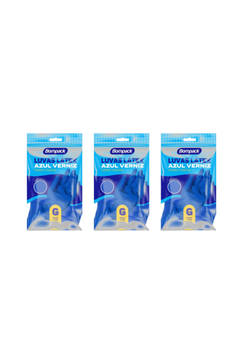 Luva Verniz Azul Limpeza Tam G - 3 Und