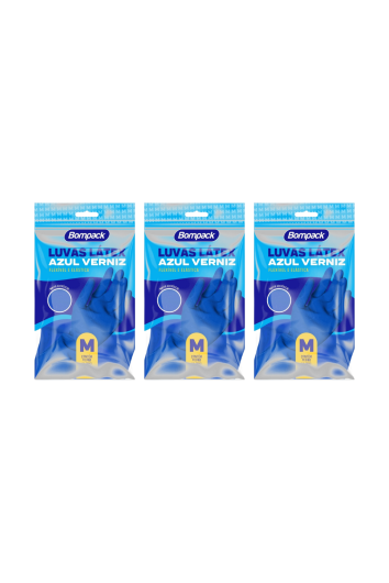 Luva Verniz Azul Limpeza Tam M - 3 Und 