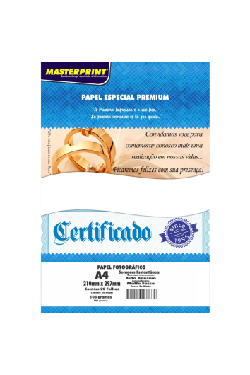 Papel Foto A4 108g 20fls Matte Auto Adesivo Masterprint