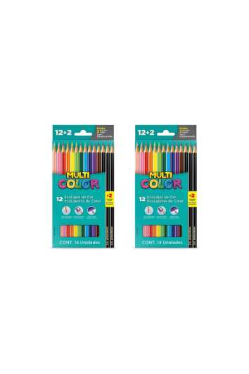Lápis de Cor 12 Cores Faber Castell Sextavado Multicolor Eco - 2 Cx