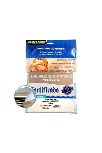 Papel Laminado Cobre Certificado A4 250g C/10