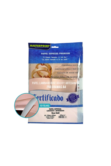Papel Laminado Rose Gold Certificado A4 250g C/10