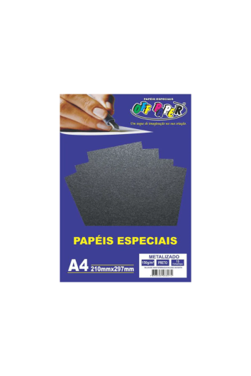 Papel Metalizado A4 Preto 150gr 15fls