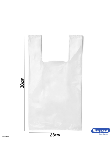 Sacola Plastica 28x38 Branca Fd 1000un Economic Bompack
