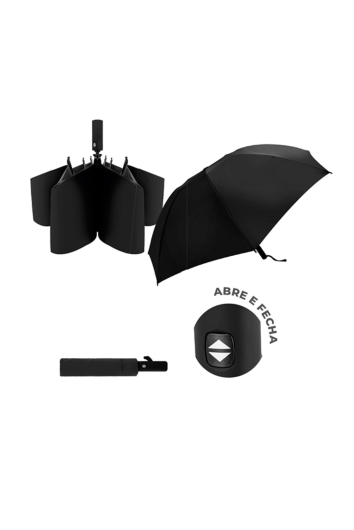 GUARDA-CHUVA PRETO AUTOMÁTICO 53CM RETRÁTIL - BRIZI 120215