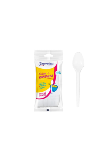 Colher P/sobremesa C/50un Plástico Branco (gsb-620) - Strawplast 20381