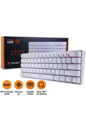 Teclado Gamer Usb Mecânico C/led Ziggy Branco Tc607 OEX