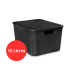 Caixa Organizadora 15l Rattan Plastico Preta C/tampa