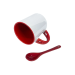 CANECA CERAMICA BRANCA COLHER/INTERIOR/ALÇA  VERMELHO 325ML P/SUBLIMAÇÃO