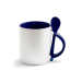 Caneca Ceramica Branca Colher/interior/alça Azul 325ml P/sublimação